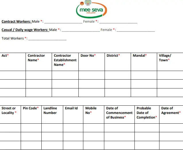 Andhra Pradesh Labour Card Application Form PDF