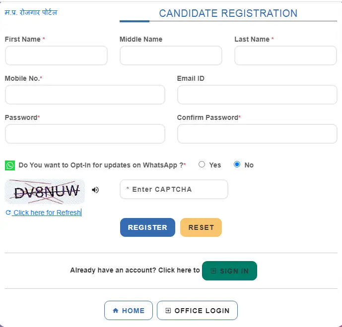 MP Berojgari Bhatta Online Registration