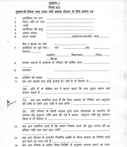 Mukhyamantri Vidwa Evam Ekal Naari Awas Yojana