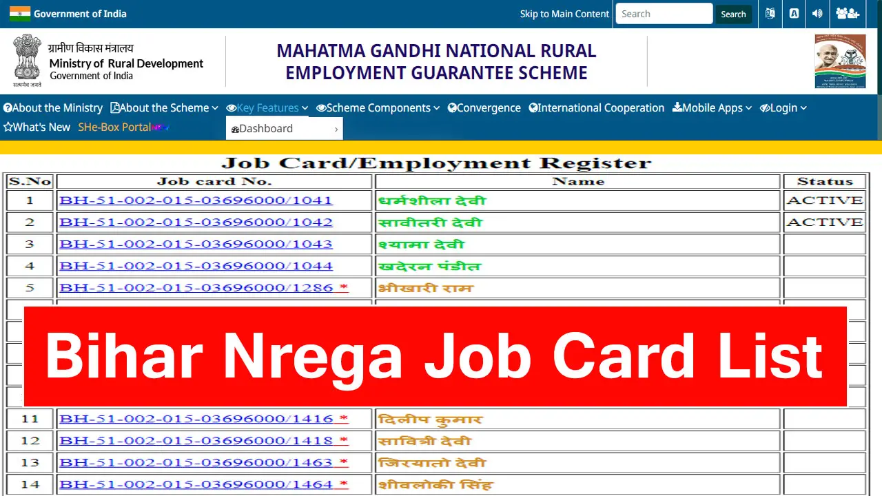नरेगा जॉब कार्ड लिस्ट बिहार - Bihar Nrega Job Card List 2025 - बिहार नरेगा जॉब कार्ड लिस्ट में अपना नाम कैसे देखें