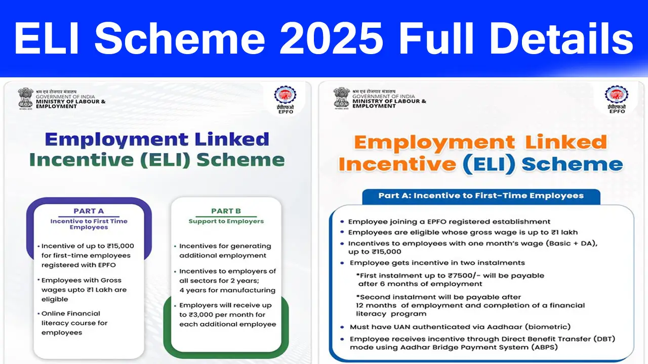 ELI Scheme 2025 Apply Online : Last Date, ELI योजना 2025 आवेदन कैसे करें, जाने पात्रता व दस्तावेज PDF