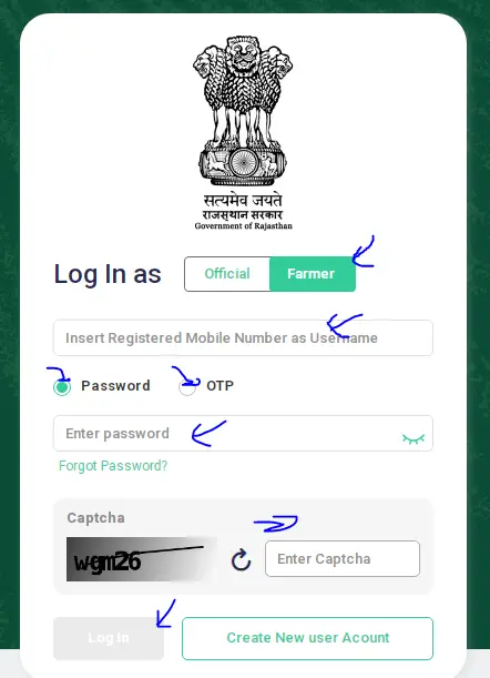Rajasthan Farmer ID Portal Login