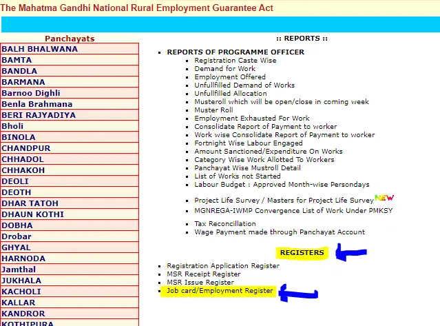Himachal Pradesh NREGA Job Card List