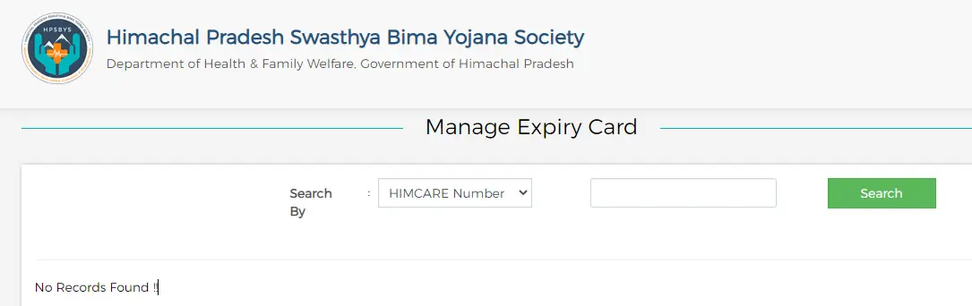 HIMCARE Card Expiry Date Manage