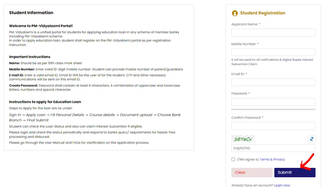 PM Vidyalaxmi Yojana Portal Online Registration