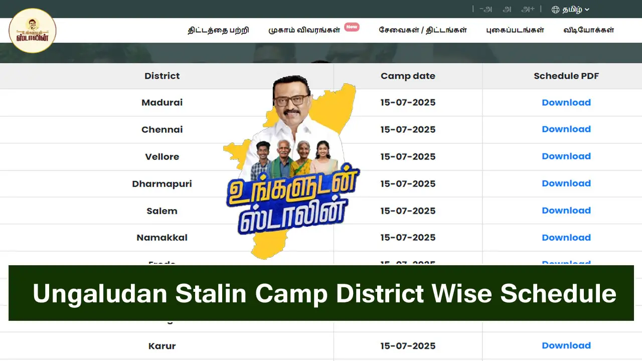 Tamil Nadu Ungaludan Stalin Camp Details With District Wise Schedule PDF @ungaludanstalin.tn.gov.in