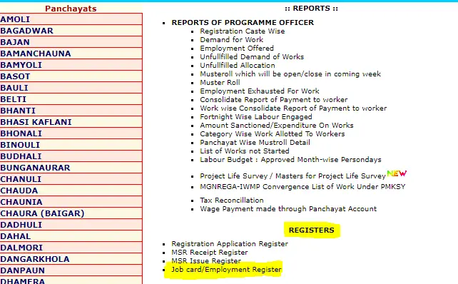 Uttarakhand Nrega Job Card List