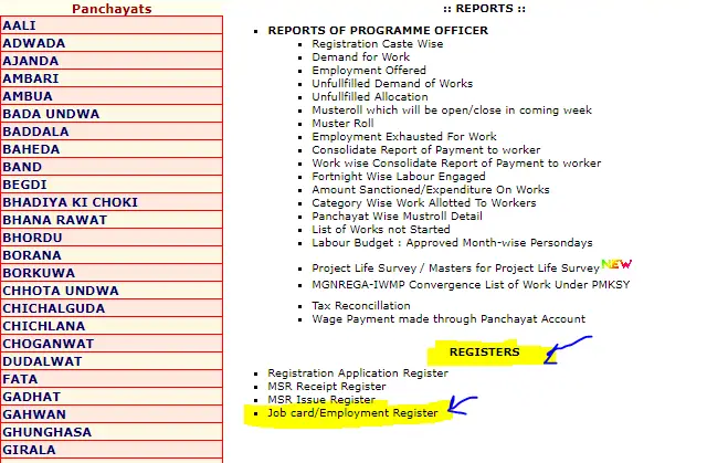 MP Nrega Job Card List