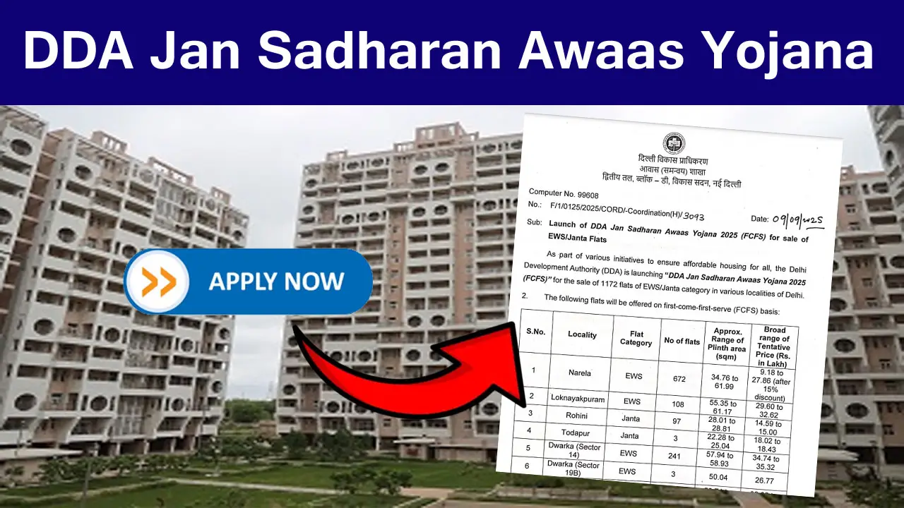 DDA Jan Sadharan Awaas Yojana 2025 Online Apply | Last Date | डीडीए जन साधारण आवास योजना 2025