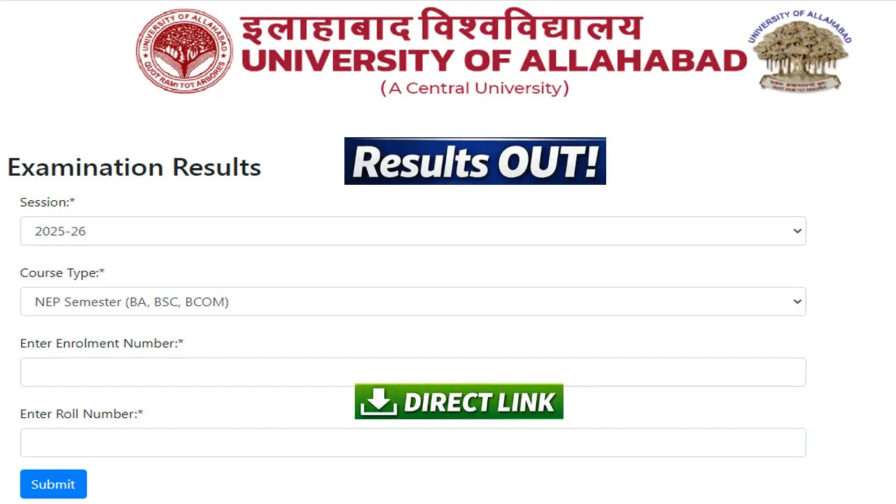 Allahabad university result 2026 out Direct Link to Download 1st semester result