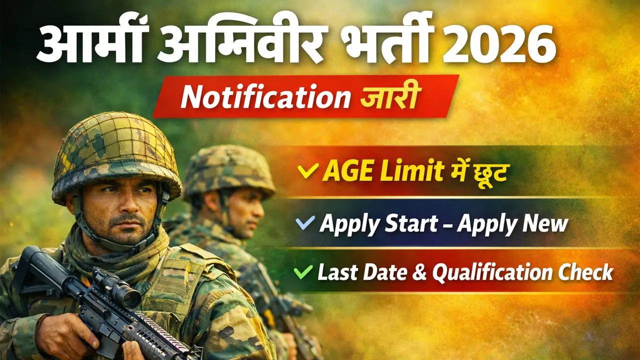 Army Agniveer Bharti 2026 Online Form - Last Date | Age Limit | Notification PDF - अग्निवीर भर्ती 2026 ऑनलाइन फॉर्म शुरू